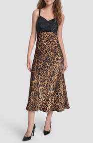 DKNY Mixed Media Print Sleeveless Midi Dress
