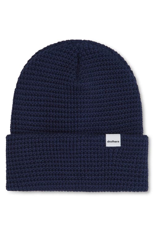 Druthers Nyc Organic Cotton Waffle Knit Beanie In Navy