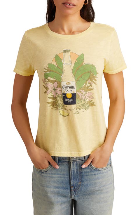 Tropical Corona Cotton Graphic T-Shirt
