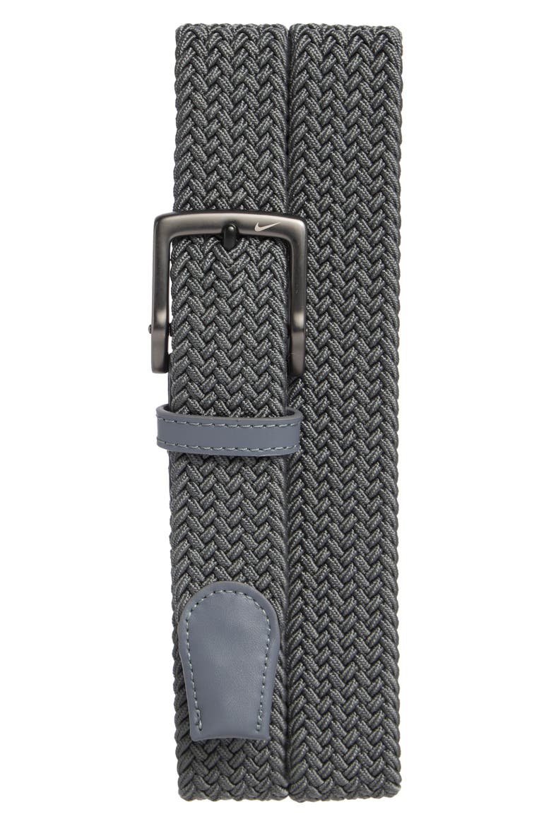 Woven Stretch Belt, Main, color, DARK GREY