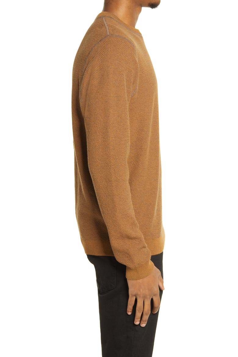 Textured Crewneck Sweater, Alternate, color, BROWN RUBBER