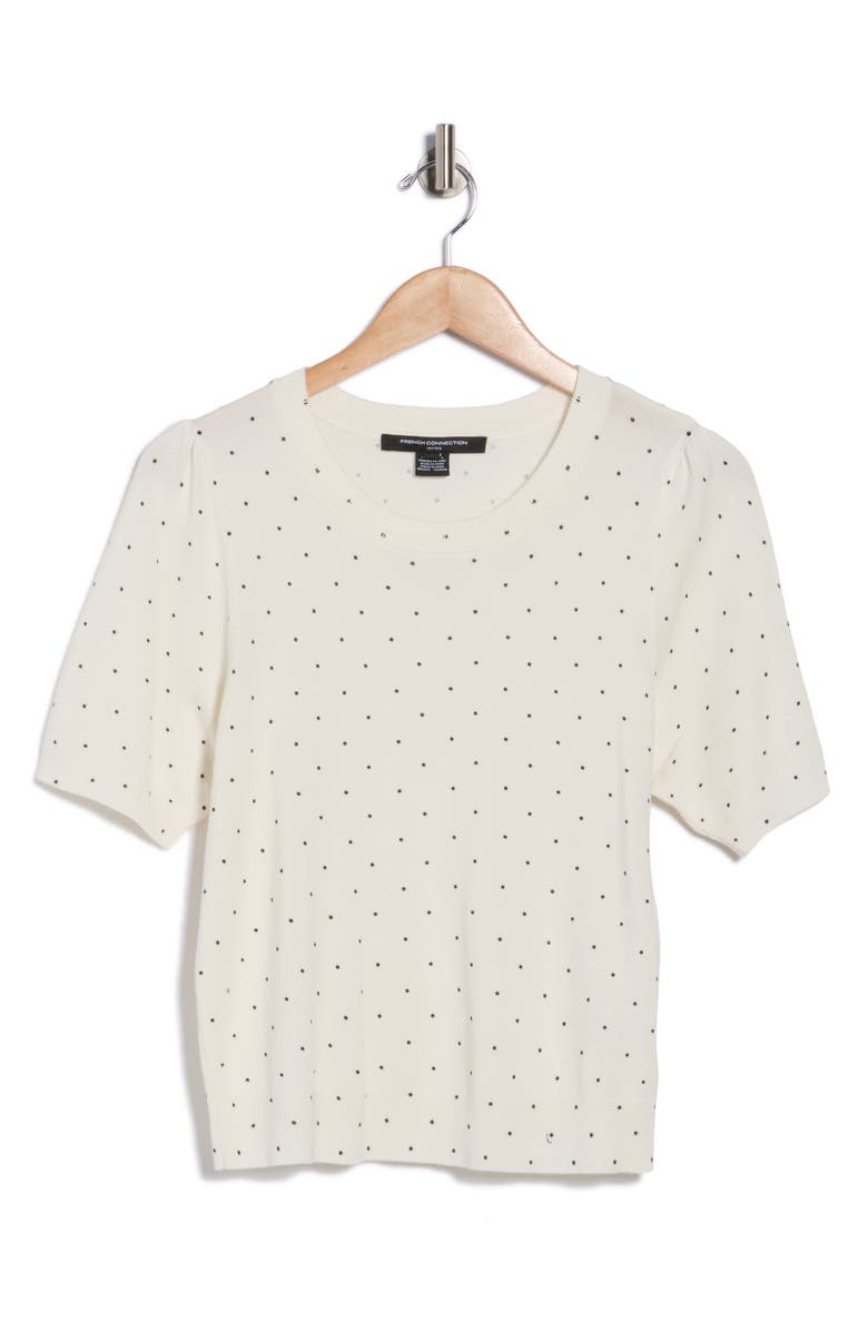 French Connection Polka Dot T-Shirt, Alternate, color, Cream/ Black Dots