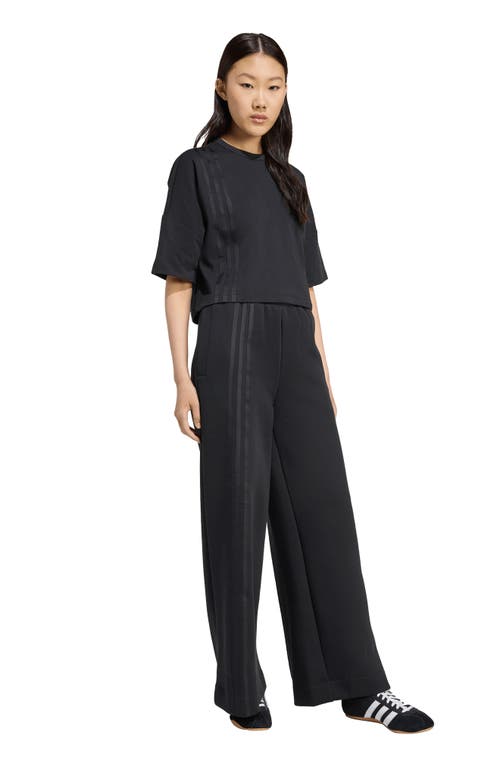 Adidas Originals Adidas Off Placed 3-stripes Wide Leg Sweatpants In Black