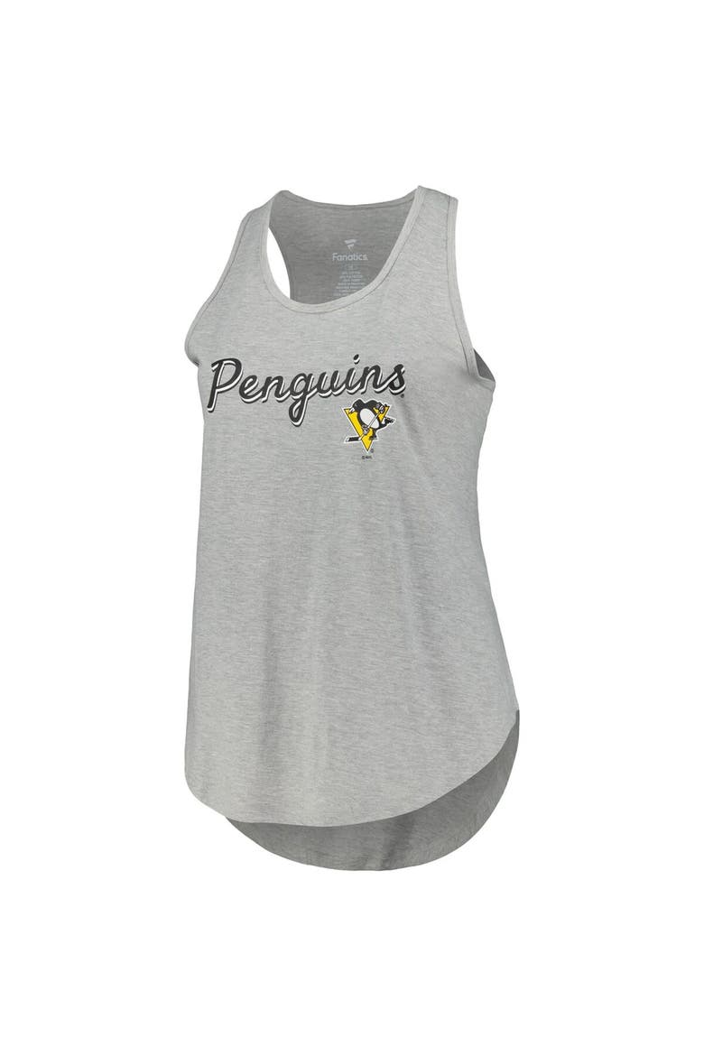 Women's Fanatics Branded Heather Gray Pittsburgh Penguins Plus Size Racerback Tank Top, Alternate, color, Heather Gray