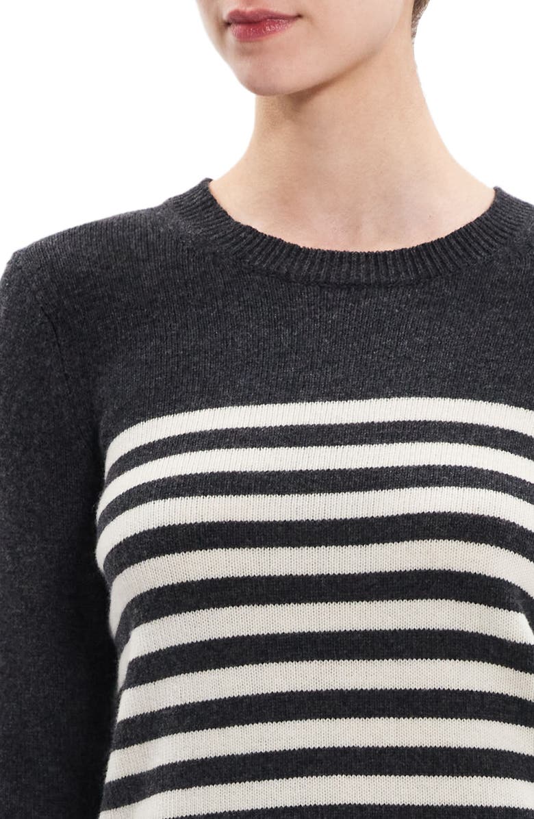 Theory Shrunken Stripe Wool & Cashmere Sweater, Alternate, color,