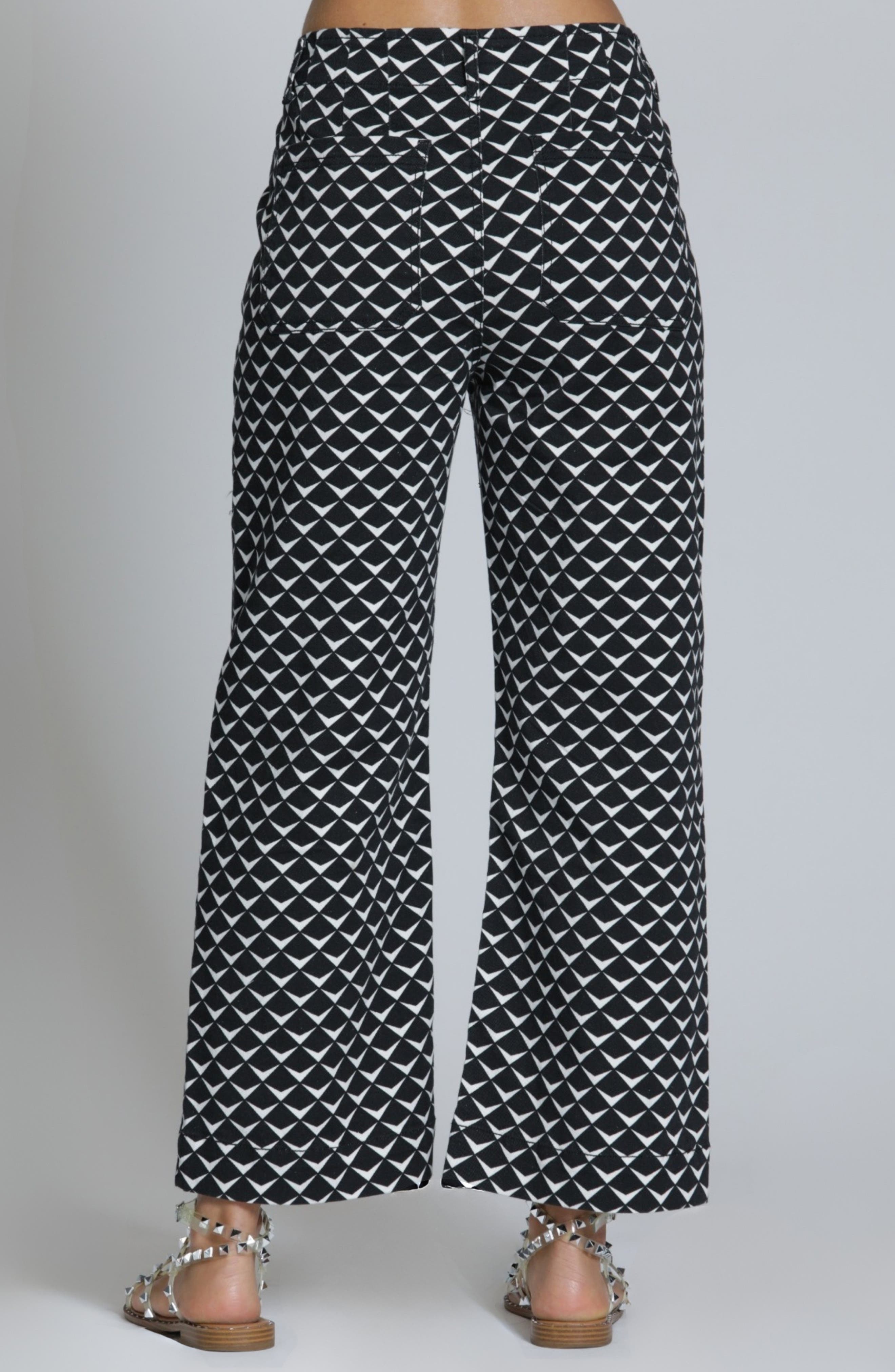 Print Wide Leg Ankle Jeans - image 2