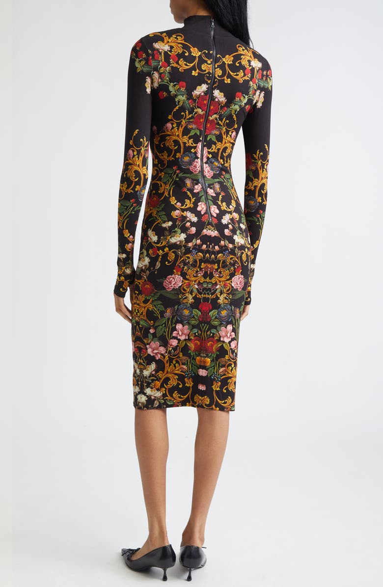 Alice + Olivia Delora Turtleneck Long Sleeve Body-Con Midi Dress, Alternate, color, Evermine