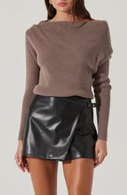 ASTR the Label One-Shoulder Rib Sweater