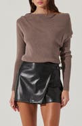 ASTR the Label One-Shoulder Rib Sweater