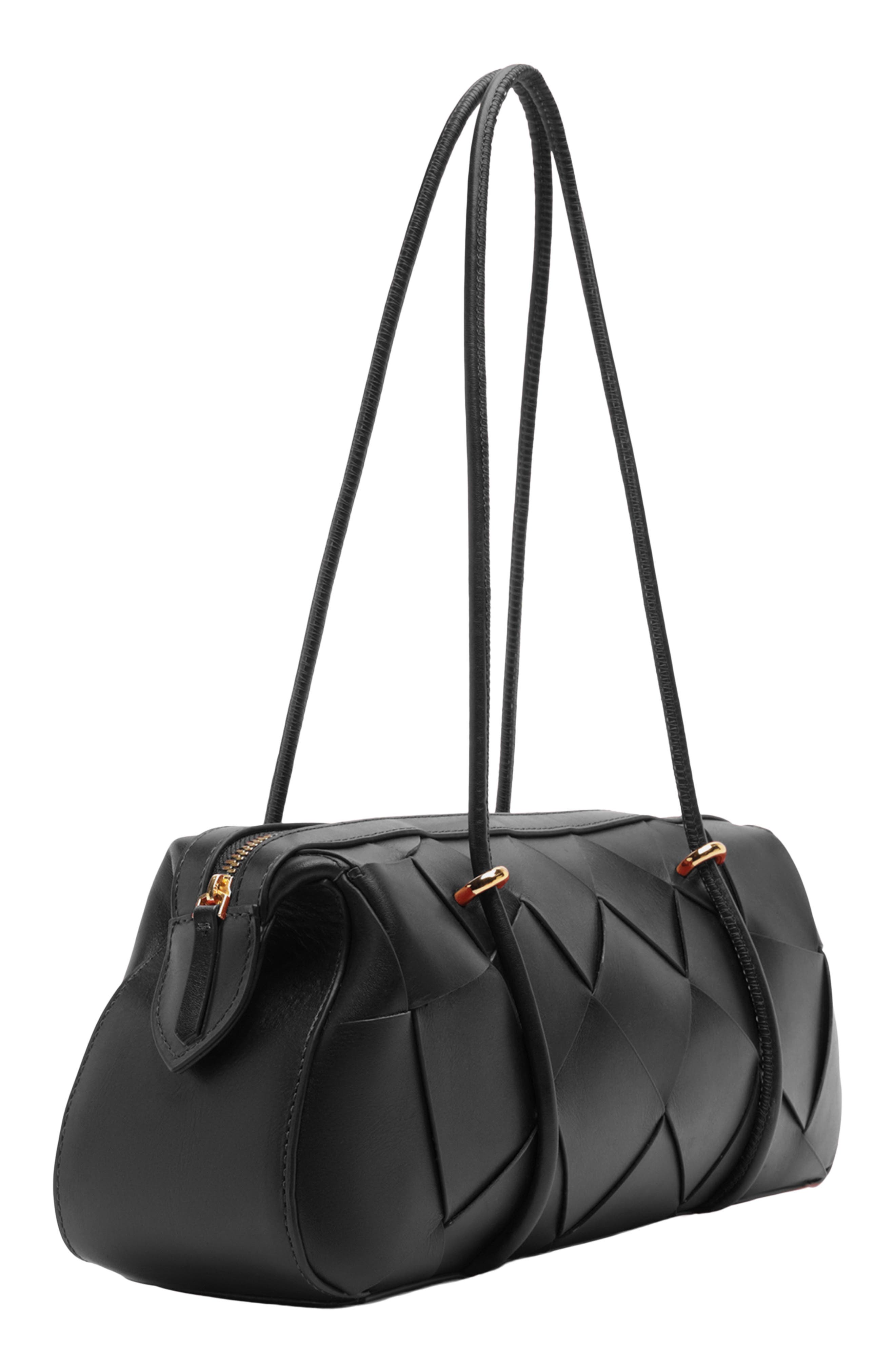 Sarah Medium Leather Shoulder Bag, Alternate, color, BLACK