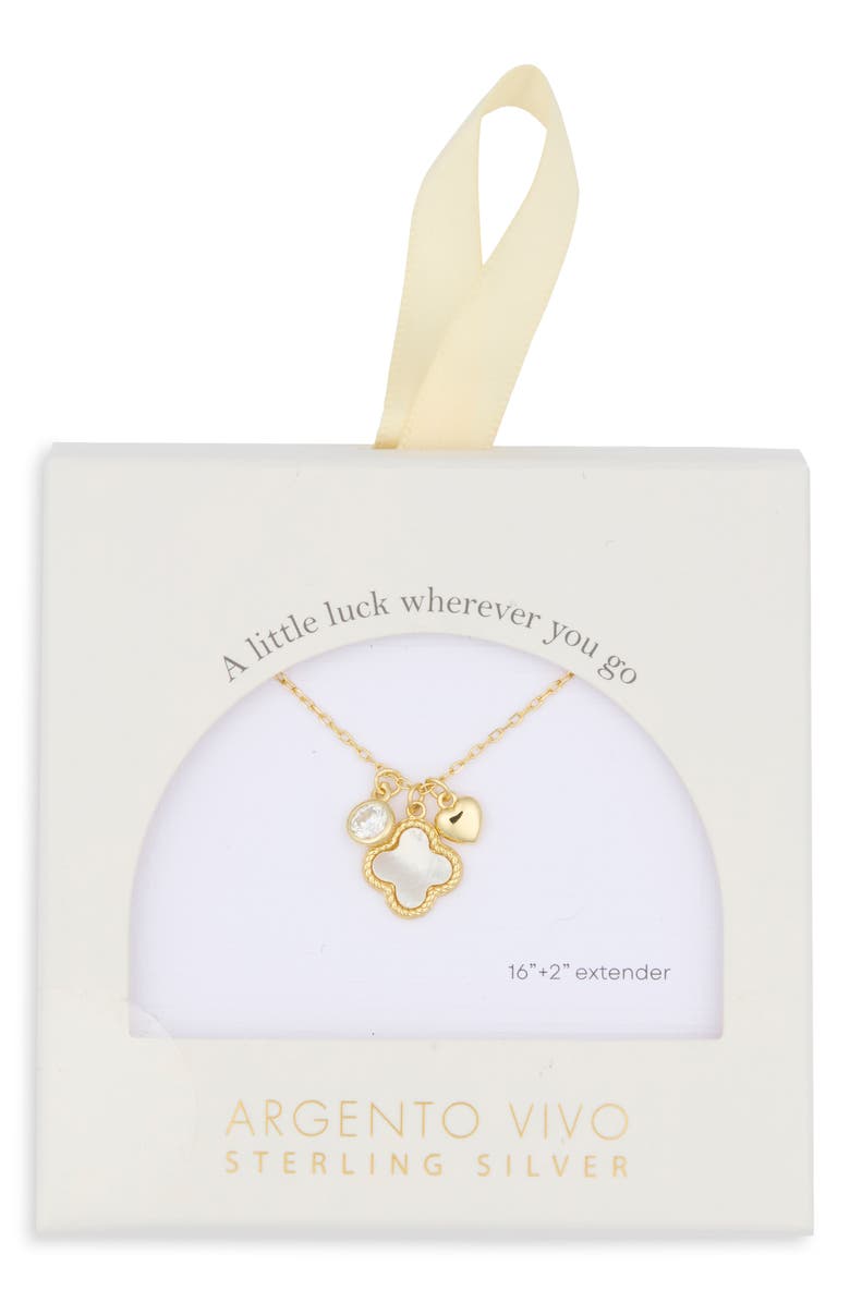 Argento Vivo Sterling Silver Sentimental Clover Pendant Necklace, Main, color, Gold