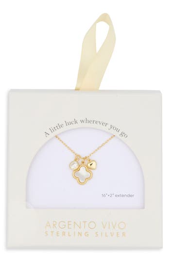 Argento Vivo Sterling Silver Sentimental Clover Pendant Necklace In Gold