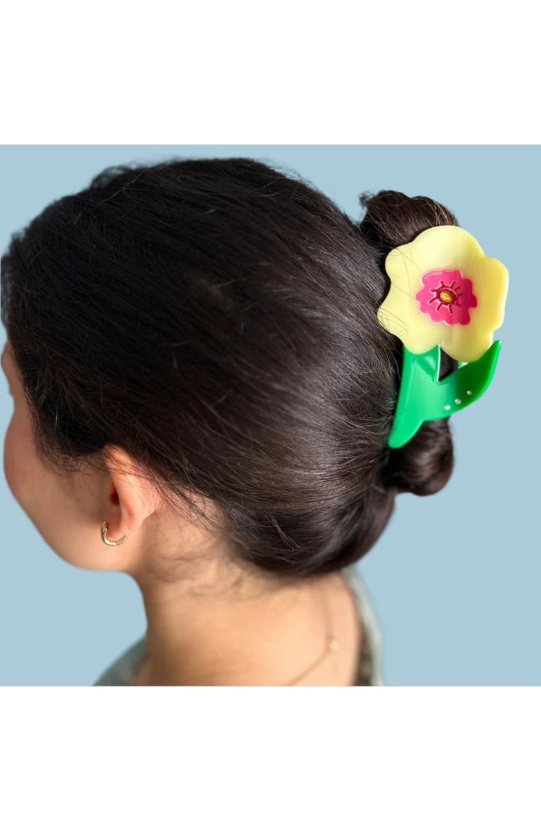 Centinelle Neon Yellow Flower Hair Claw, Alternate, color,