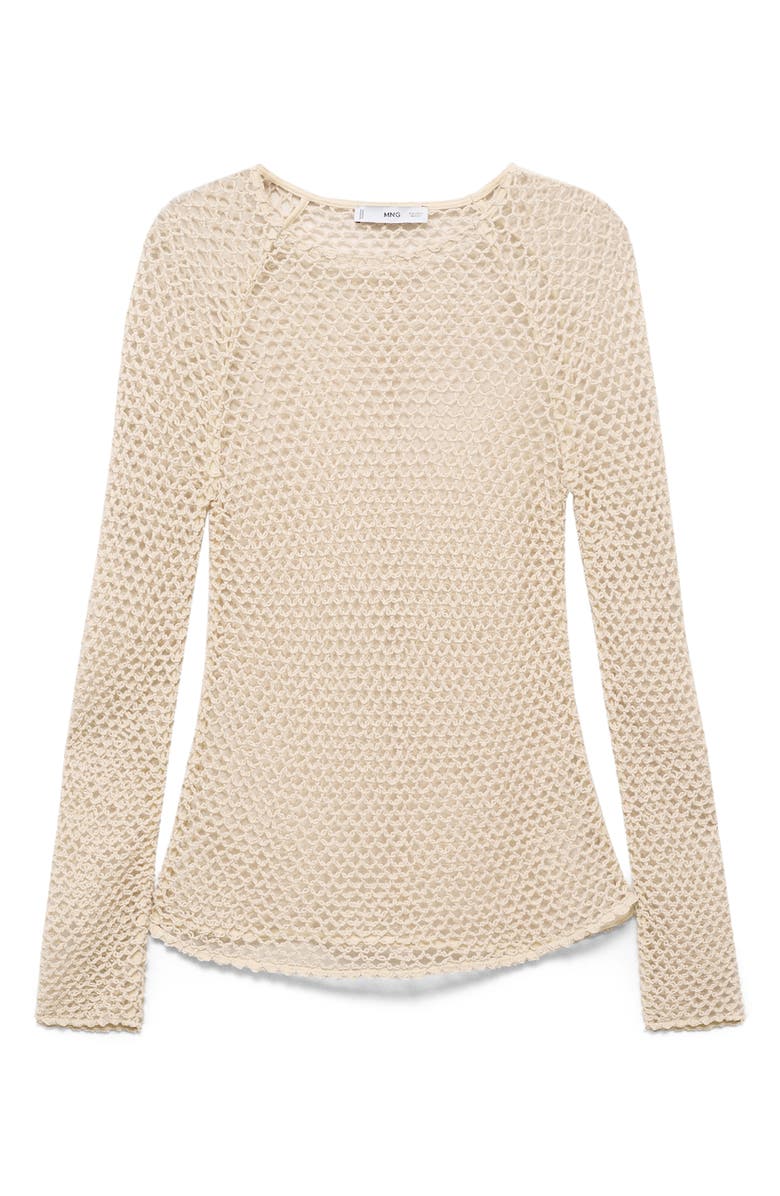 MANGO Stretch Cotton Crochet Sweater, Alternate, color, 