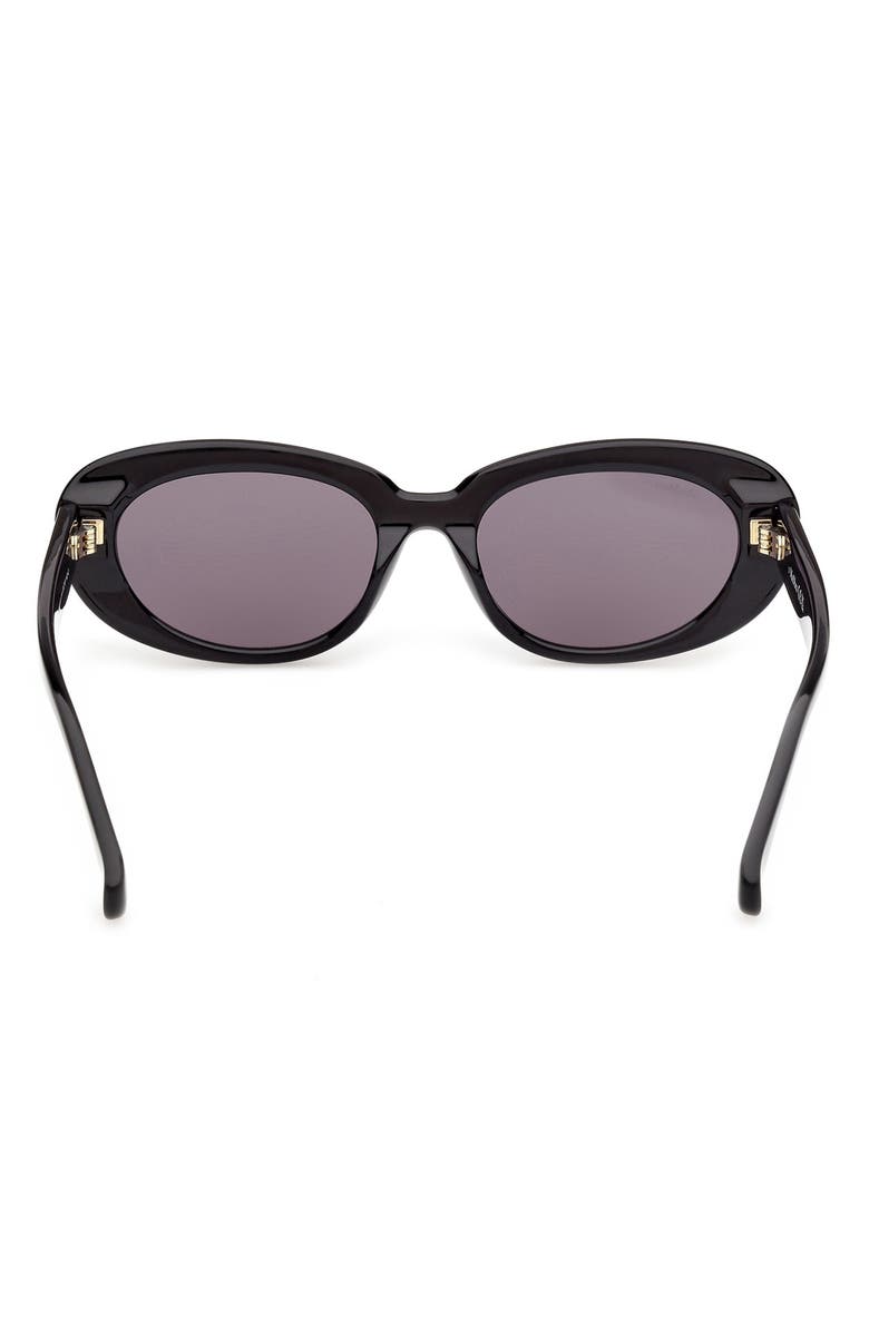 Max Mara 53mm Oval Sunglasses, Alternate, color, Black / Pale Gold / Smoke