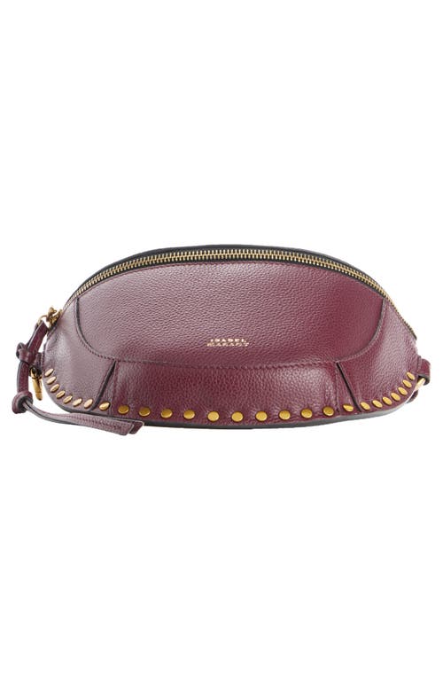 Isabel Marant Skano Stud Leather Convertible Belt Bag In Burgundy