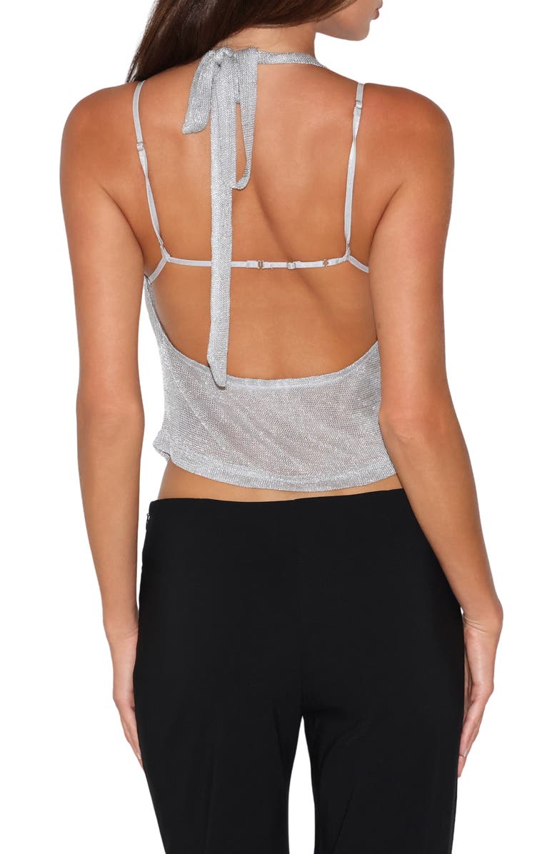 Tiger Mist Makena Metallic Halter & Bra Top Set, Alternate, color, Silver