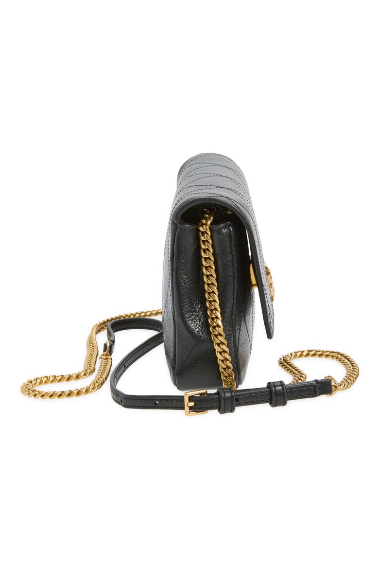 Charlie Quilted Leather Wallet on a Chain, Alternate, color, BLACK