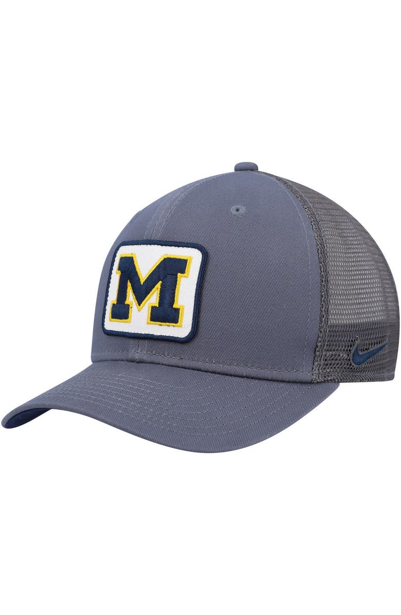 Nike Men's Nike Gray Michigan Wolverines Classic99 Trucker Snapback Hat, Main, color,