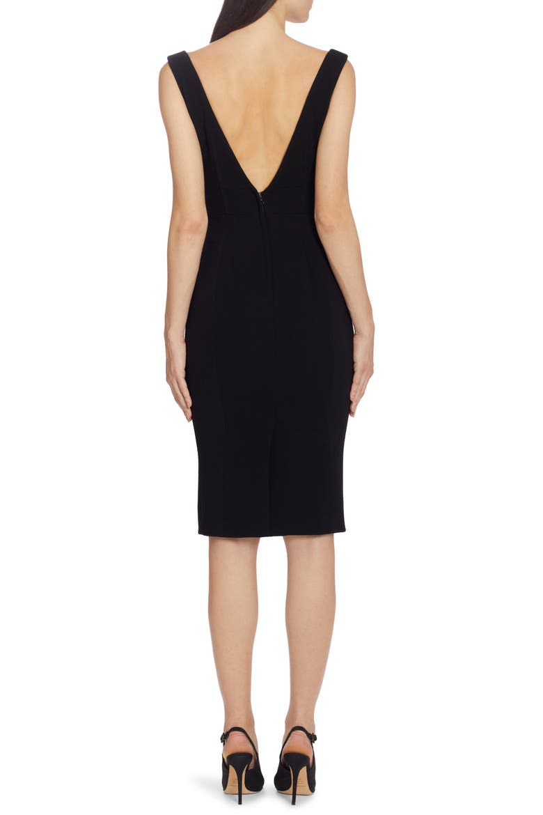 Square Neck Wool Crepe Sheath Dress, Alternate, color, BLACK