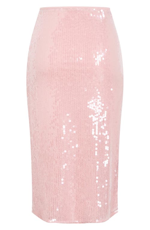 City Chic Sequin Midi Skirt In Pink