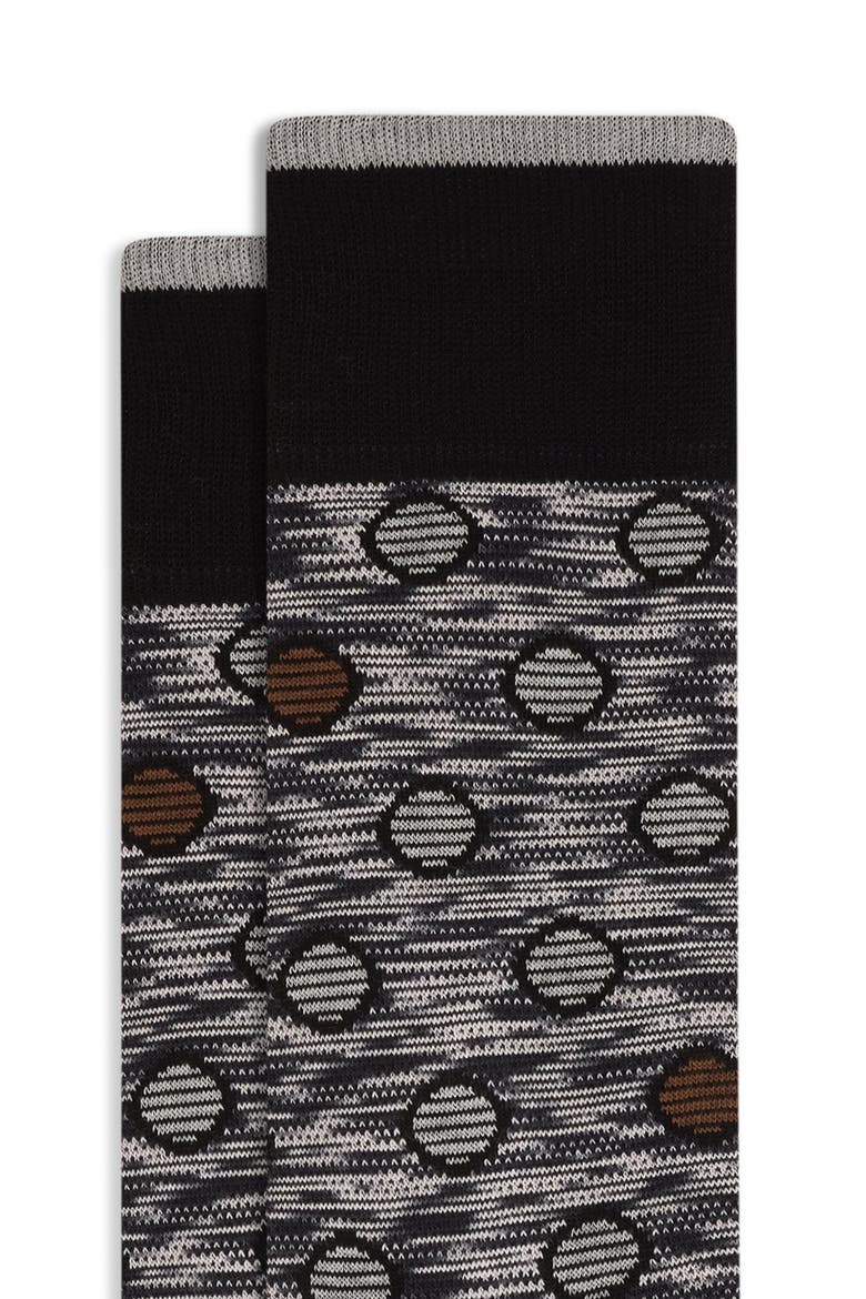 Space Dye Dot Cotton Blend Dress Socks, Alternate, color, BLACK