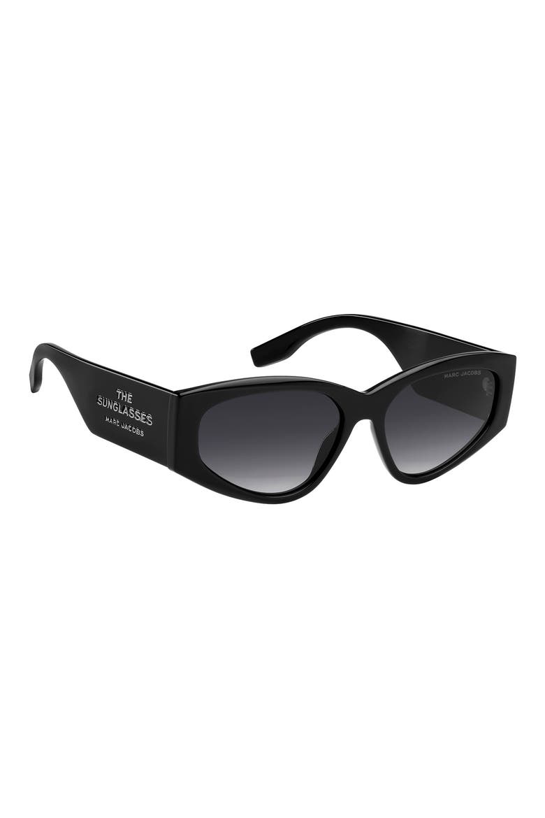 56mm Gradient Cat Eye Sunglasses, Alternate, color, BLACK