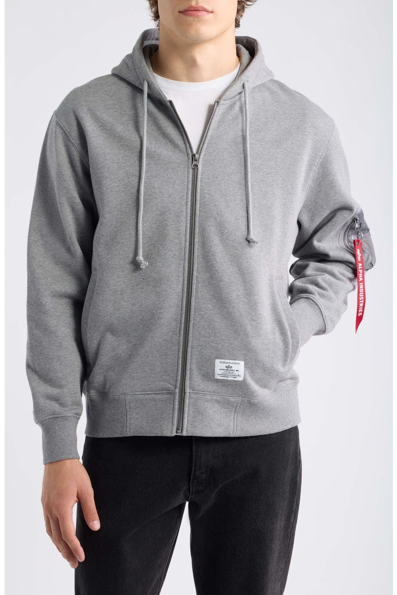 Utility Pocket Full-Zip Hoodie, Alternate, color, MEDIUM CHARCOAL HEATHER