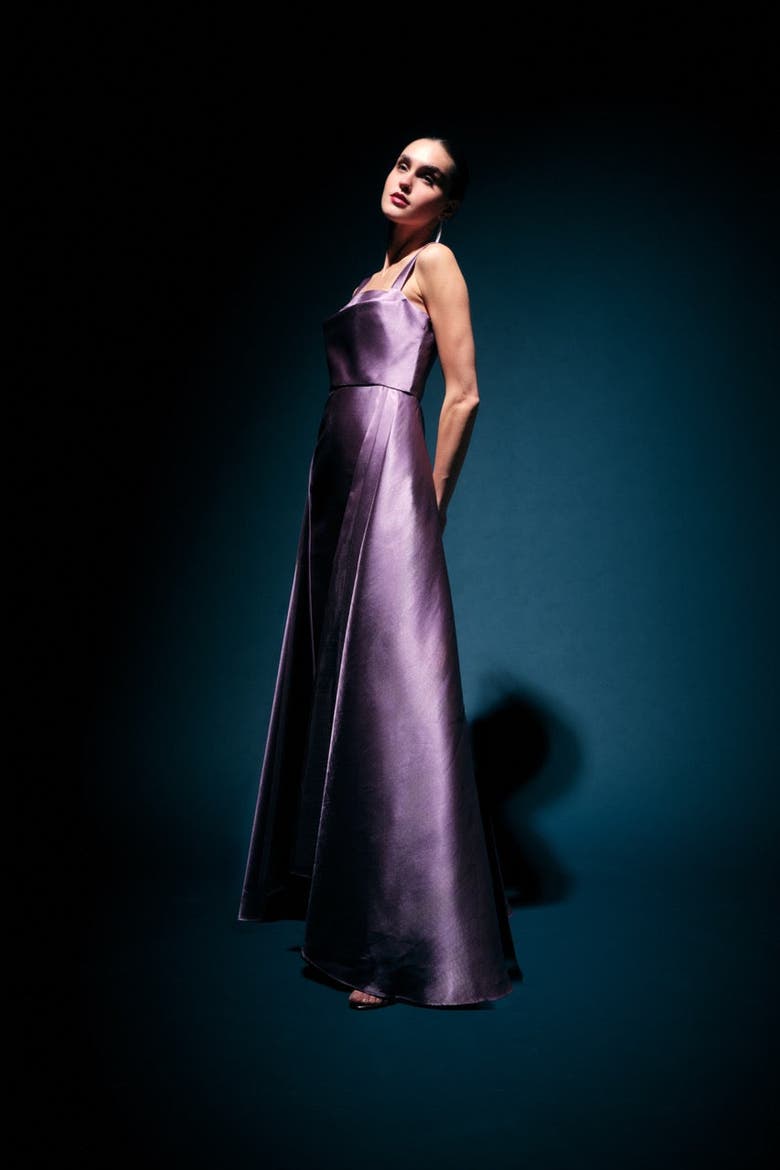Zendaya Mikado Square-Neck Gown, Alternate, color, Chrome Lavender