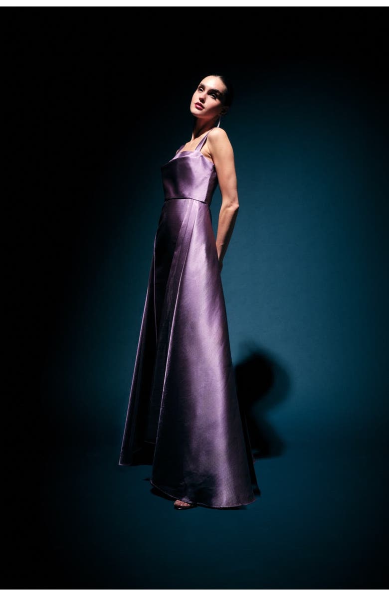 Theia Zendaya Mikado Square-Neck Gown, Alternate, color, Chrome Lavender