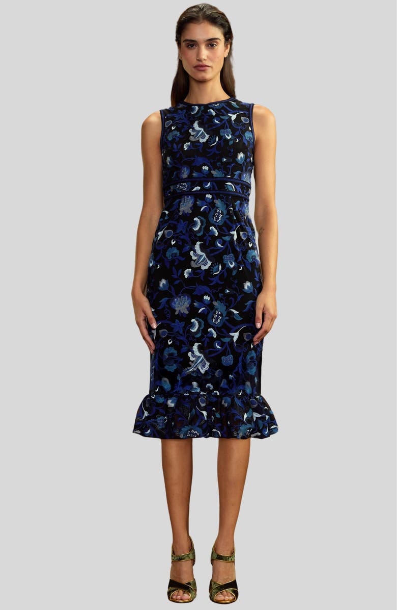 Cynthia Rowley EMBROIDERED SLEEVELESS MIDI DRESS, Alternate, color, 