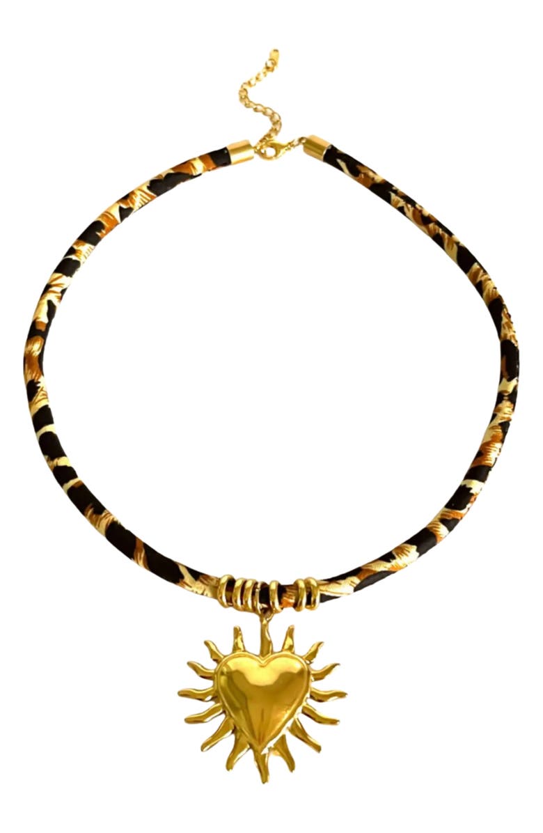 MacRae & Co. Leopard Print Pendant Necklace, Main, color, Gold