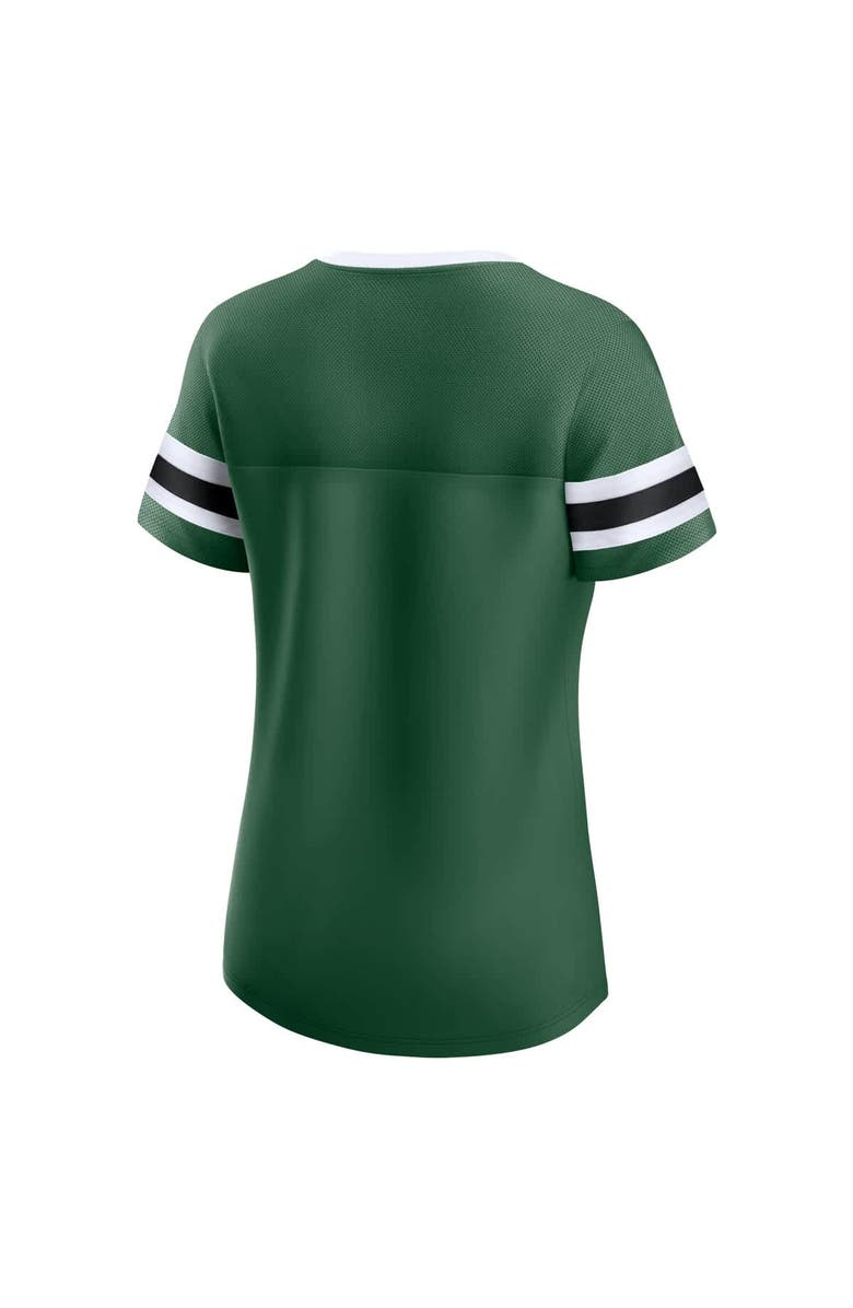 FANATICS Women's Fanatics  Green New York Jets True Catch Iconic Rhinestone Bling Athena Lace-Up T-Shirt, Alternate, color, Green