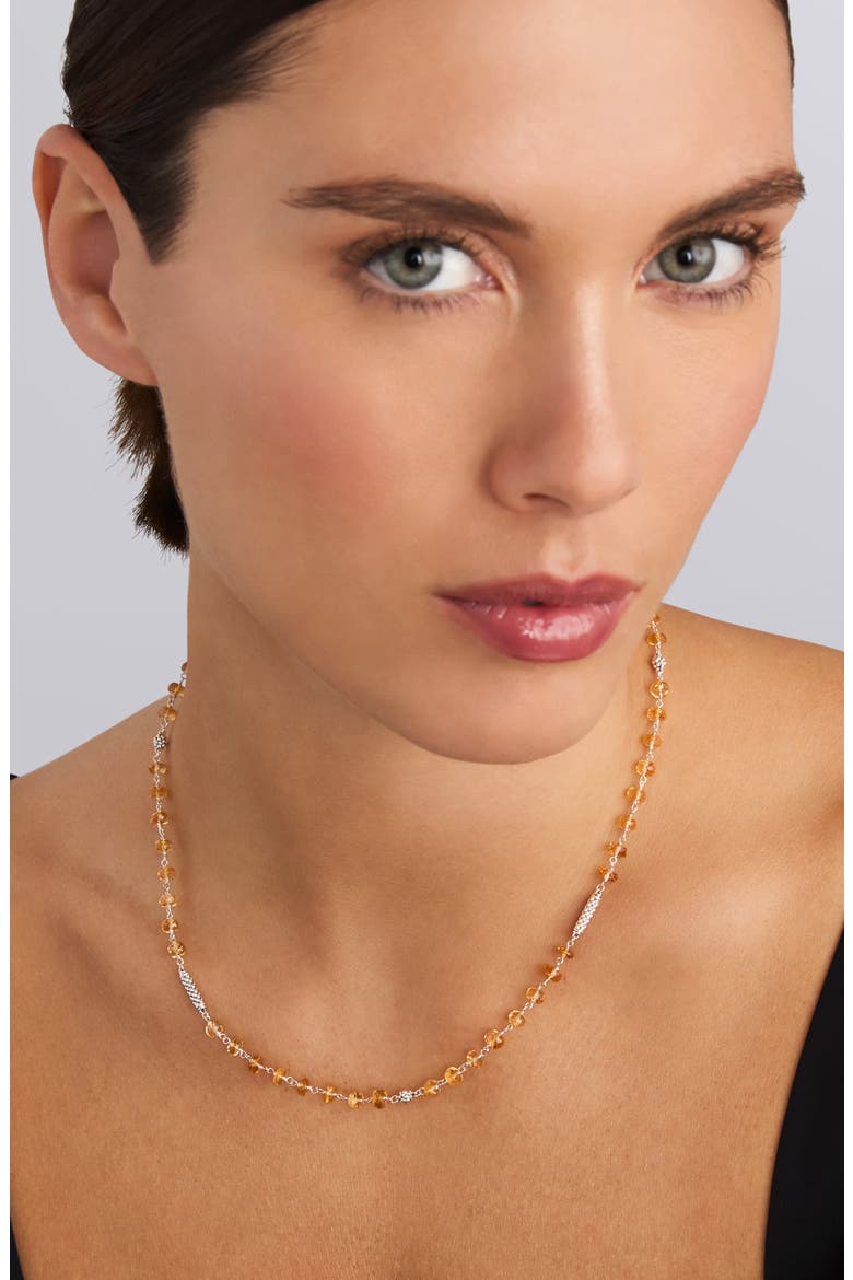 Caviar Icon Beaded Citrine Toggle Necklace, Alternate, color, CITRINE