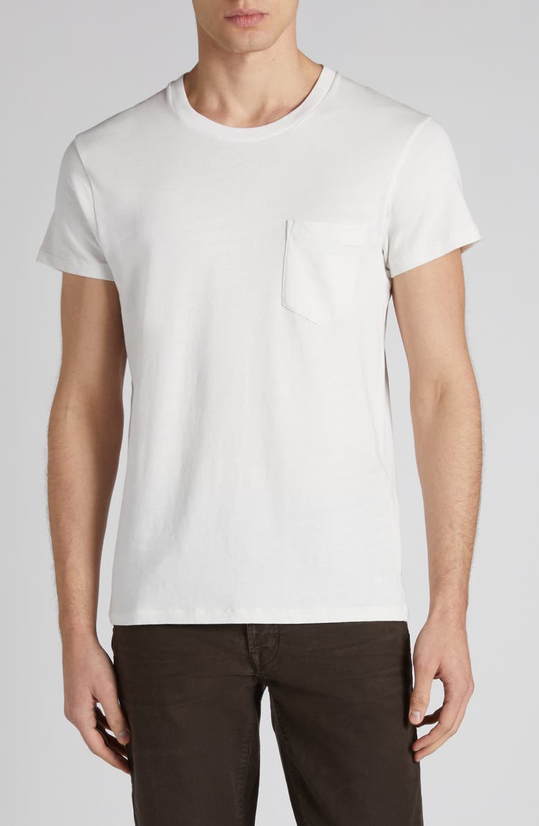 TOM FORD Cold Dye Cotton Pocket T-Shirt, Main, color, White