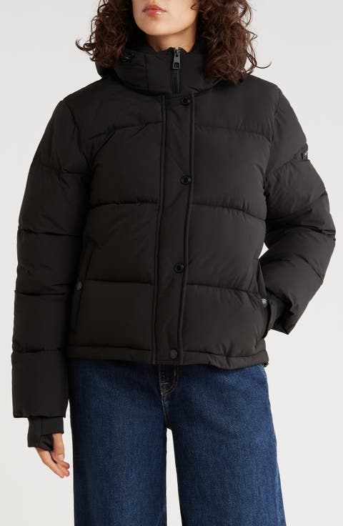 Missy Hooded Water Resistant Crop Puffer Jacket