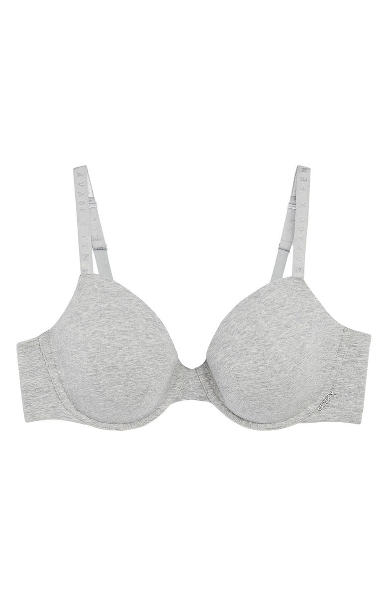 SAVAGE X FENTY Stretch Cotton Essentials Demi T-Shirt Bra, Main, color, Platinum Grey