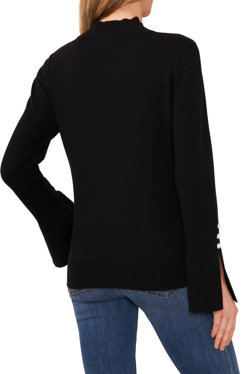 CeCe Imitation Pearl Cuff Sweater, Alternate, color,