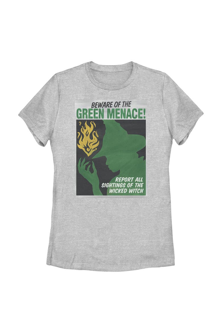 Women's Wicked For Good Elphaba Beware of the Green Menace  Graphic T-Shirt, Main, color, Athletic Heather