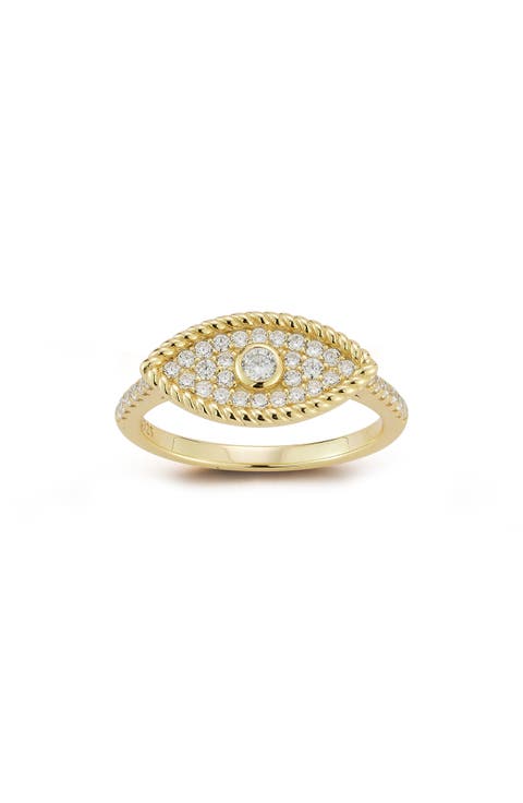 Pavé Cubic Zirconia Evil Eye Ring