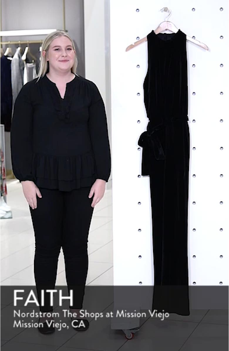 Ruffle Neck Velvet Jumpsuit, sales video thumbnail