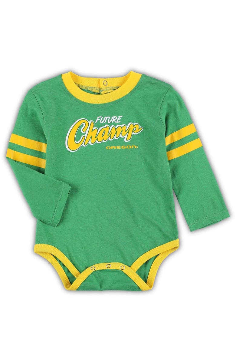 Outerstuff Infant Green/Yellow Oregon Ducks Little Kicker Long Sleeve Bodysuit and Sweatpants Set, Alternate, color, 