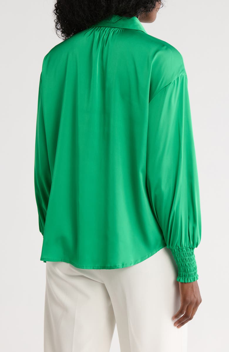CHENAULT Long Sleeve Satin Boyfriend Top, Alternate, color, Green