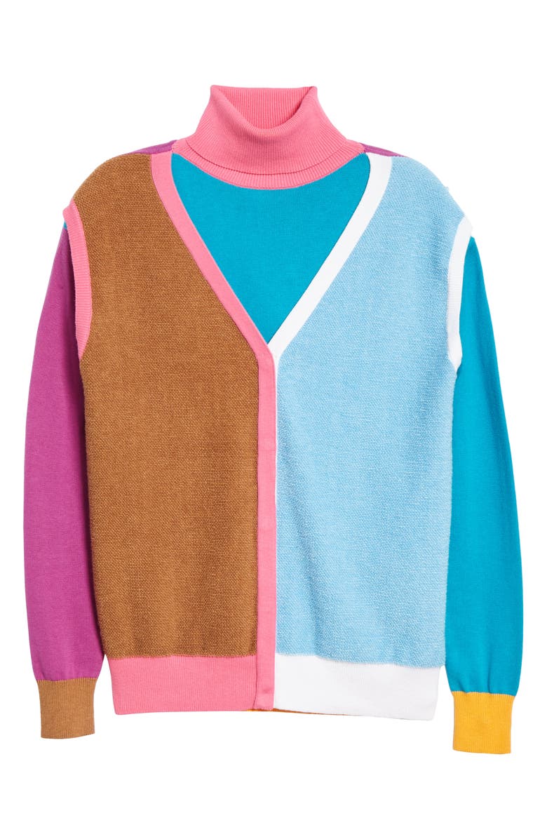 Victor Glemaud Layered Cotton & Cashmere Sweater, Alternate, color, 