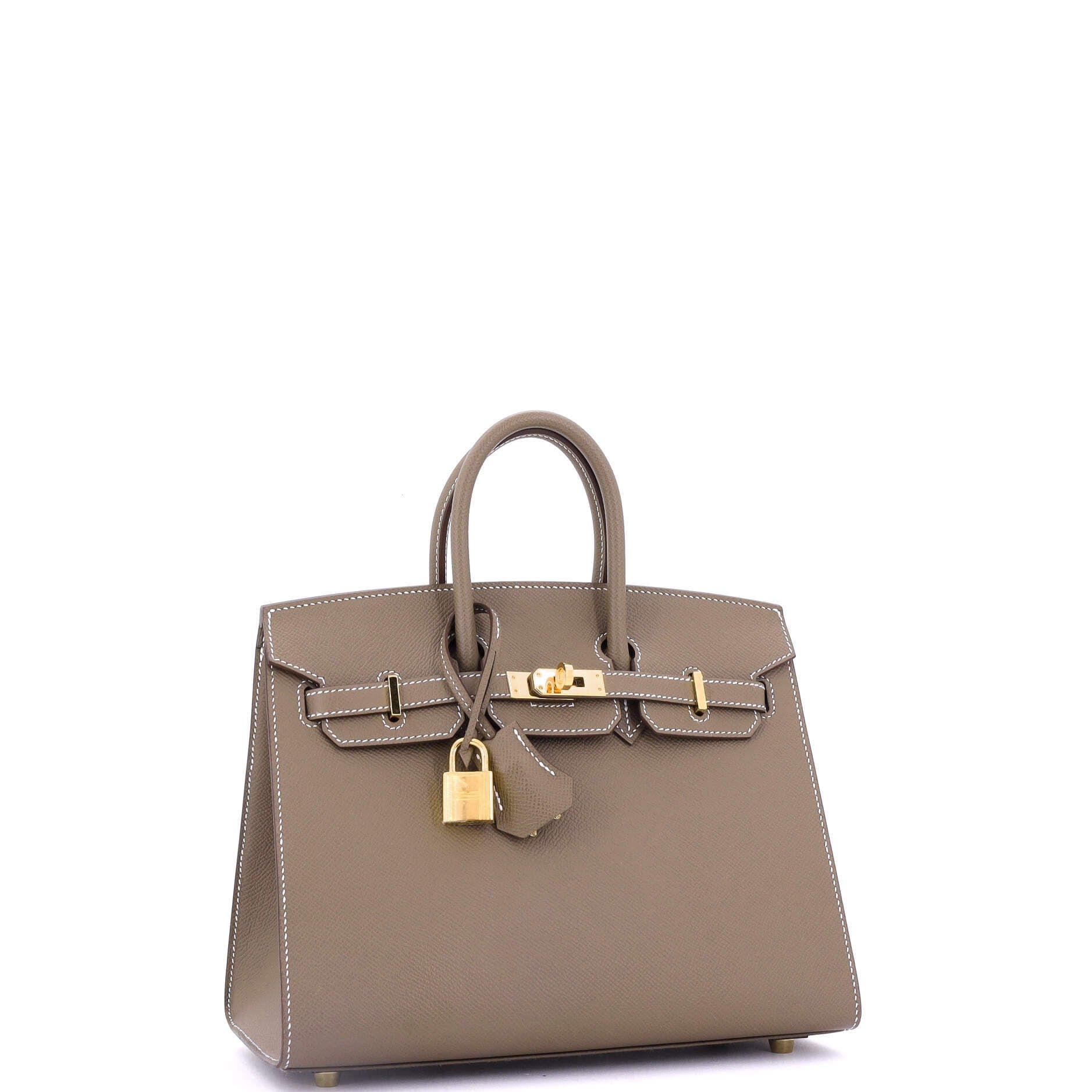Pre-Owned Hermes Birkin Sellier Bag Grey Epsom with Gold Hardware 25, Alternate, color, 