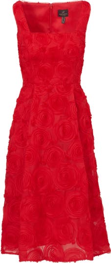 【海外限定】AdriannaPapell ドレス☆Red Soutache Rosette Midi Adrianna Papell Women's Soutache Rosette Midi Dress, Red at