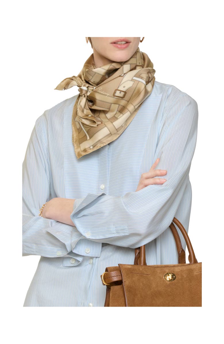 Burberry Belt Check Silk Scarf, Alternate, color, Finch Beige