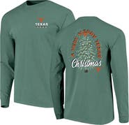IMAGE ONE Men's Green Texas Longhorns Comfort Colors Merry Christmas Tree Long Sleeve T-Shirt