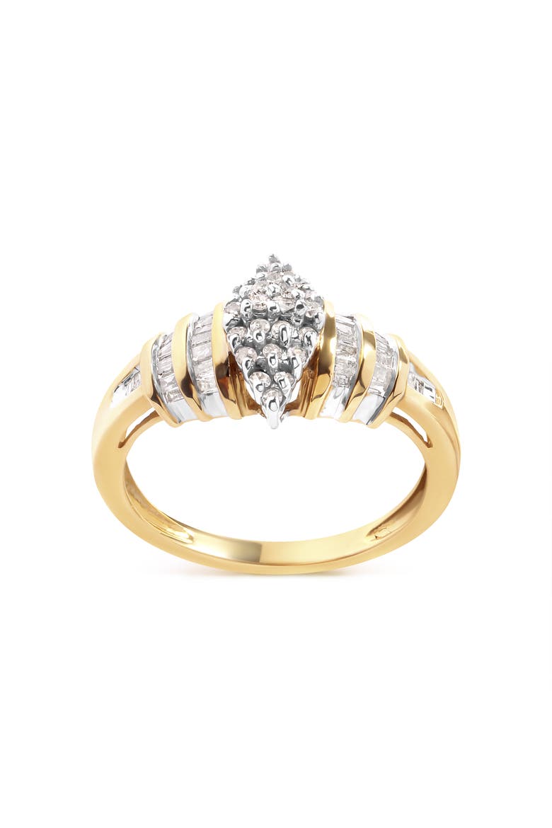10K Yellow Gold 1/2 Cttw Diamond Head & Multi Row Ring, Main, color, Yellow