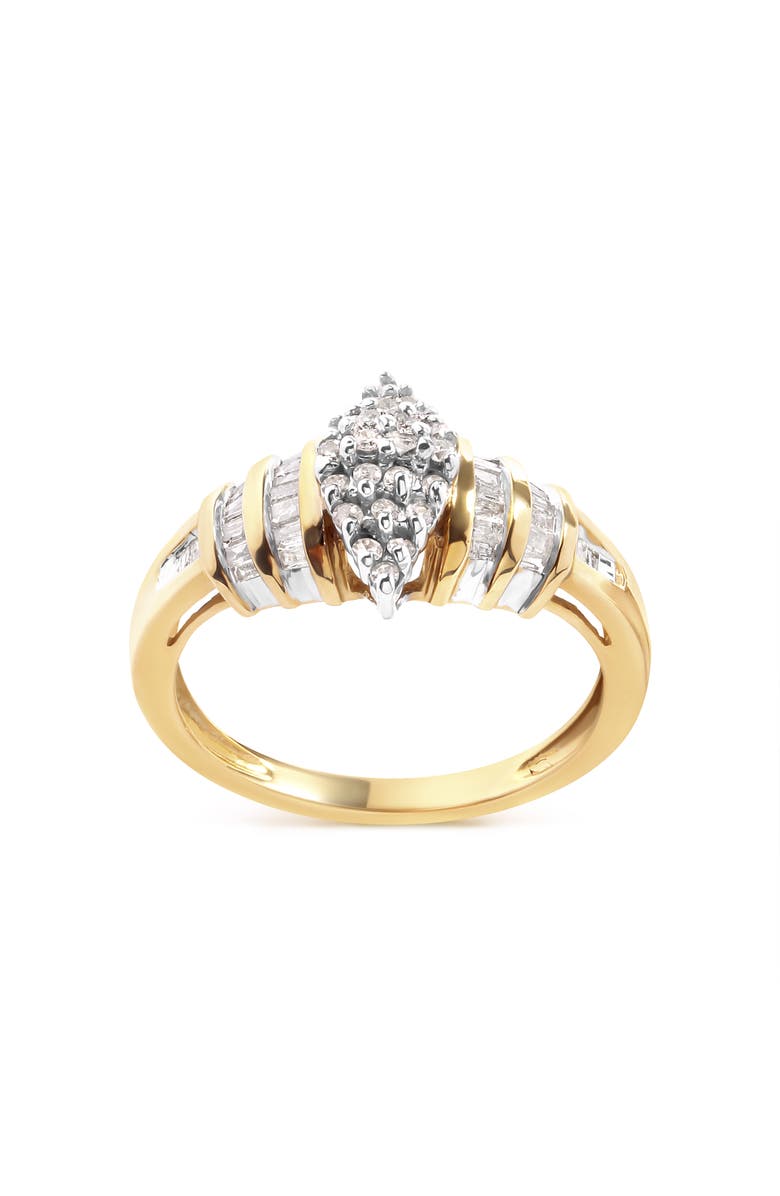 Haus of Brilliance 10K Yellow Gold 1/2 Cttw Diamond Head & Multi Row Ring, Main, color, Yellow